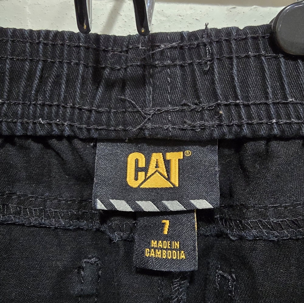Caterpillar Workwear Black Pants Durable Industrial Style Elastic Waist Size 7